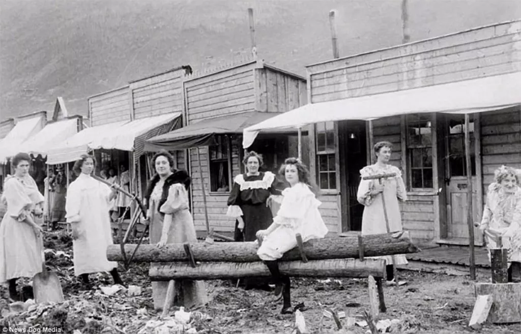 Six of Dawson City’s Prostitutes Posing for a Photograph
