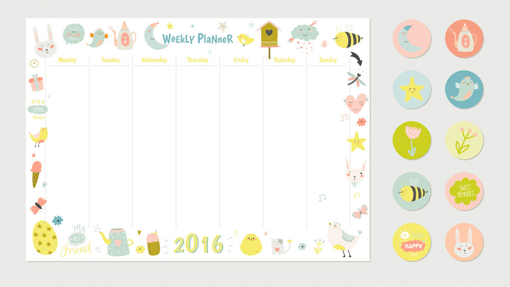 Thrifty Kinkster: Scoring Sales from Stationery Aisles & 7 school supplies, wall calendar, weekly planner with spring theme