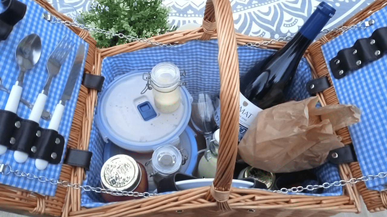 Picnic basket at nomadic camp