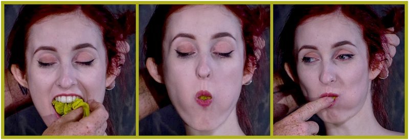 Gagged woman's mouth with panty stuffing before whipping