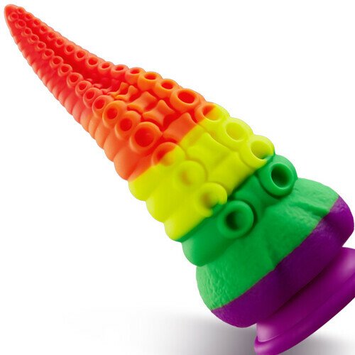 Orsen Tentacle Silicone Rainbow Dildo with Large Suction Cup