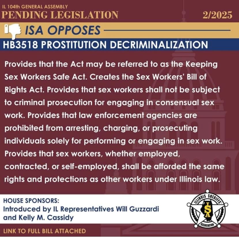 Illinois bill HB3518 legalizes prostitution