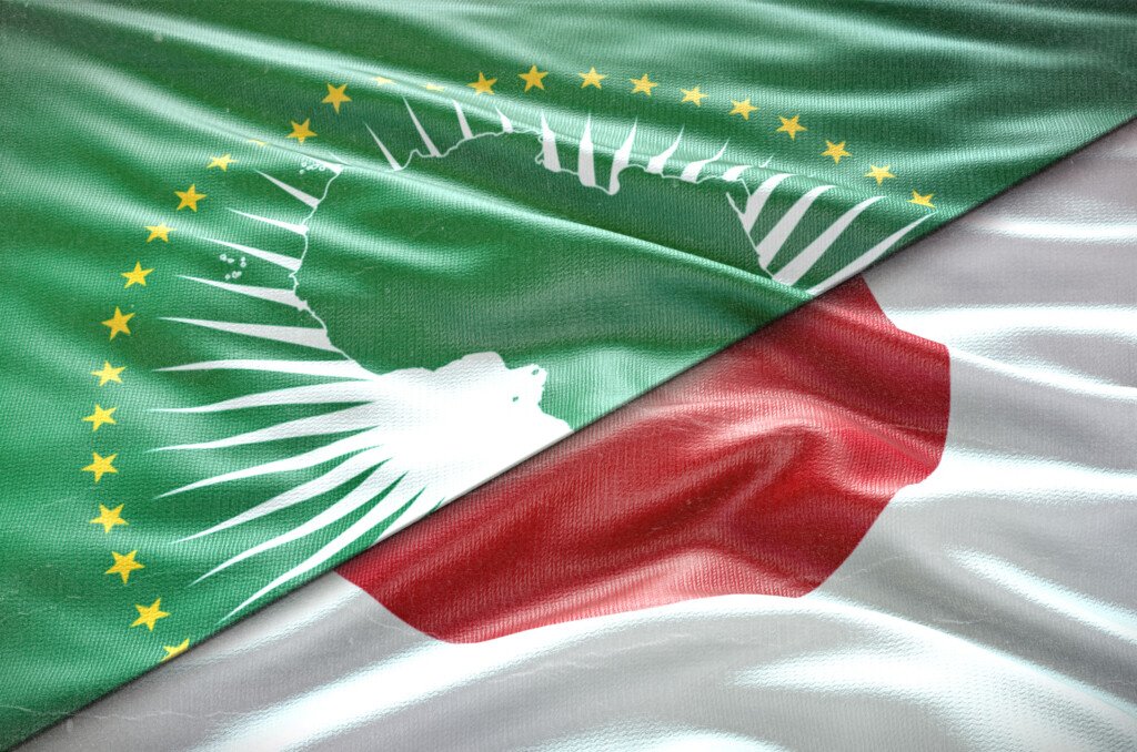 African Union flag and japan flag